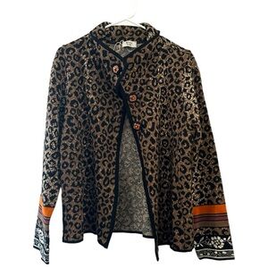 WEILL France knit cardigan leopard print in size US 12